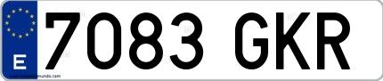 Ejemplo de matrícula española 7083 GKR
