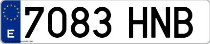 Ejemplo de matrícula de coche ordinaria 7083 HNB