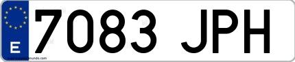 Ejemplo de matrícula española 7083 JPH