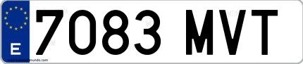 Ejemplo de matrícula española 7083 MVT