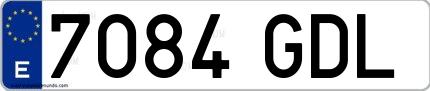 Ejemplo de matrícula española 7084 GDL