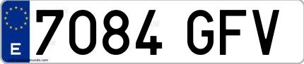 Ejemplo de matrícula española 7084 GFV