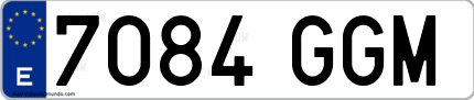 Ejemplo de matrícula de coche ordinaria 7084 GGM