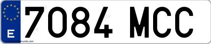 Ejemplo de matrícula española 7084 MCC