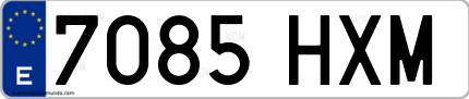 Ejemplo de matrícula de coche ordinaria 7085 HXM