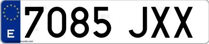 Ejemplo de matrícula española 7085 JXX
