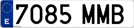 Ejemplo de matrícula de coche ordinaria 7085 MMB