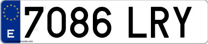 Ejemplo de matrícula de coche ordinaria 7086 LRY