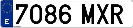 Ejemplo de matrícula española 7086 MXR
