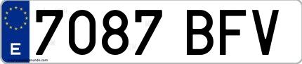 Ejemplo de matrícula española 7087 BFV