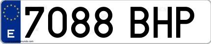 Ejemplo de matrícula española 7088 BHP