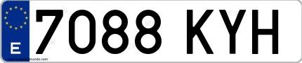 Ejemplo de matrícula española 7088 KYH