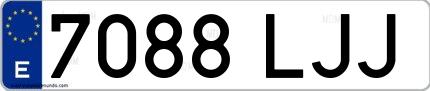 Ejemplo de matrícula española 7088 LJJ