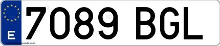 Ejemplo de matrícula española 7089 BGL