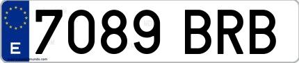 Ejemplo de matrícula española 7089 BRB