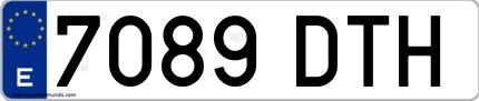 Ejemplo de matrícula española 7089 DTH