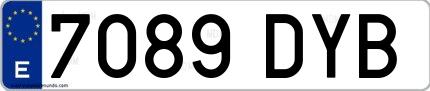 Ejemplo de matrícula de coche ordinaria 7089 DYB
