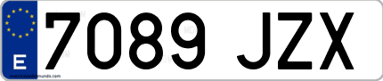 Ejemplo de matrícula de coche ordinaria 7089 JZX