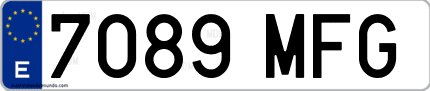 Ejemplo de matrícula de coche ordinaria 7089 MFG