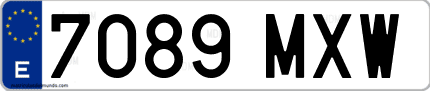 Ejemplo de matrícula de coche ordinaria 7089 MXW