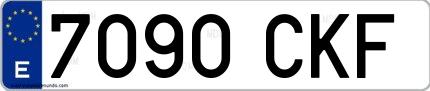 Ejemplo de matrícula española 7090 CKF