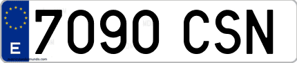 Ejemplo de matrícula de coche ordinaria 7090 CSN