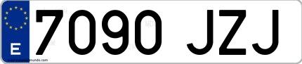 Ejemplo de matrícula española 7090 JZJ