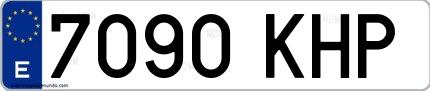 Ejemplo de matrícula de coche ordinaria 7090 KHP