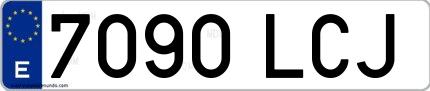 Ejemplo de matrícula española 7090 LCJ