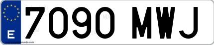 Ejemplo de matrícula española 7090 MWJ