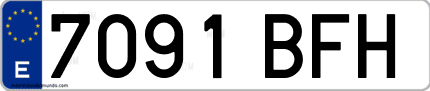 Ejemplo de matrícula de coche ordinaria 7091 BFH