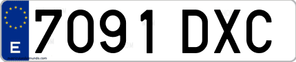 Ejemplo de matrícula de coche ordinaria 7091 DXC