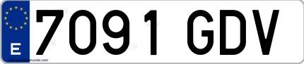 Ejemplo de matrícula española 7091 GDV