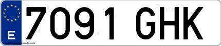 Ejemplo de matrícula española 7091 GHK