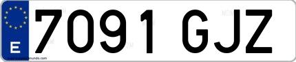 Ejemplo de matrícula española 7091 GJZ