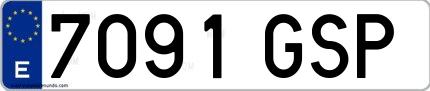Ejemplo de matrícula española 7091 GSP