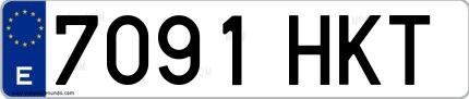 Ejemplo de matrícula española 7091 HKT