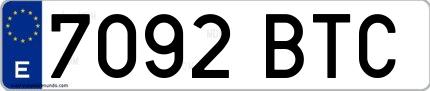 Ejemplo de matrícula española 7092 BTC