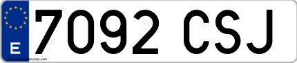 Ejemplo de matrícula de coche ordinaria 7092 CSJ