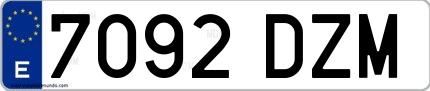 Ejemplo de matrícula española 7092 DZM