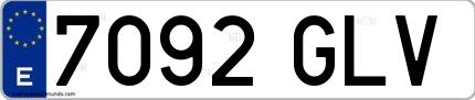 Ejemplo de matrícula española 7092 GLV