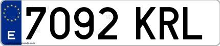 Ejemplo de matrícula española 7092 KRL