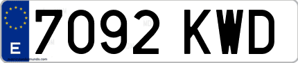 Ejemplo de matrícula de coche ordinaria 7092 KWD