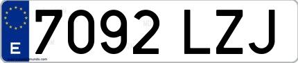 Ejemplo de matrícula española 7092 LZJ