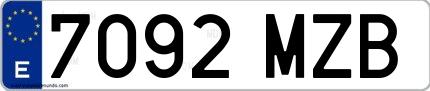 Ejemplo de matrícula española 7092 MZB