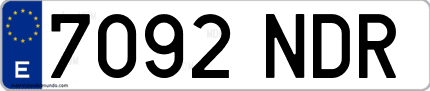 Ejemplo de matrícula de coche ordinaria 7092 NDR