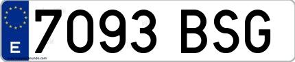 Ejemplo de matrícula española 7093 BSG