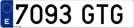 Ejemplo de matrícula de coche ordinaria 7093 GTG