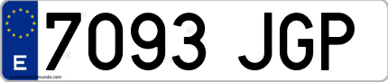 Ejemplo de matrícula de coche ordinaria 7093 JGP