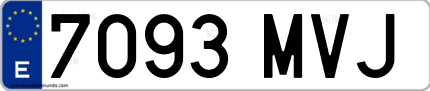 Ejemplo de matrícula de coche ordinaria 7093 MVJ